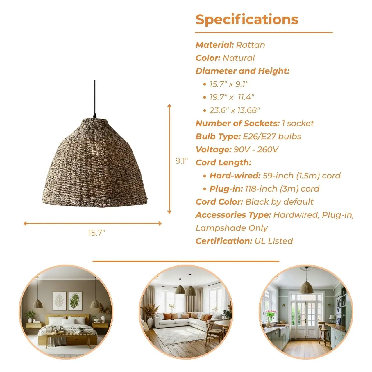 Nehara Wicker Pendant Light