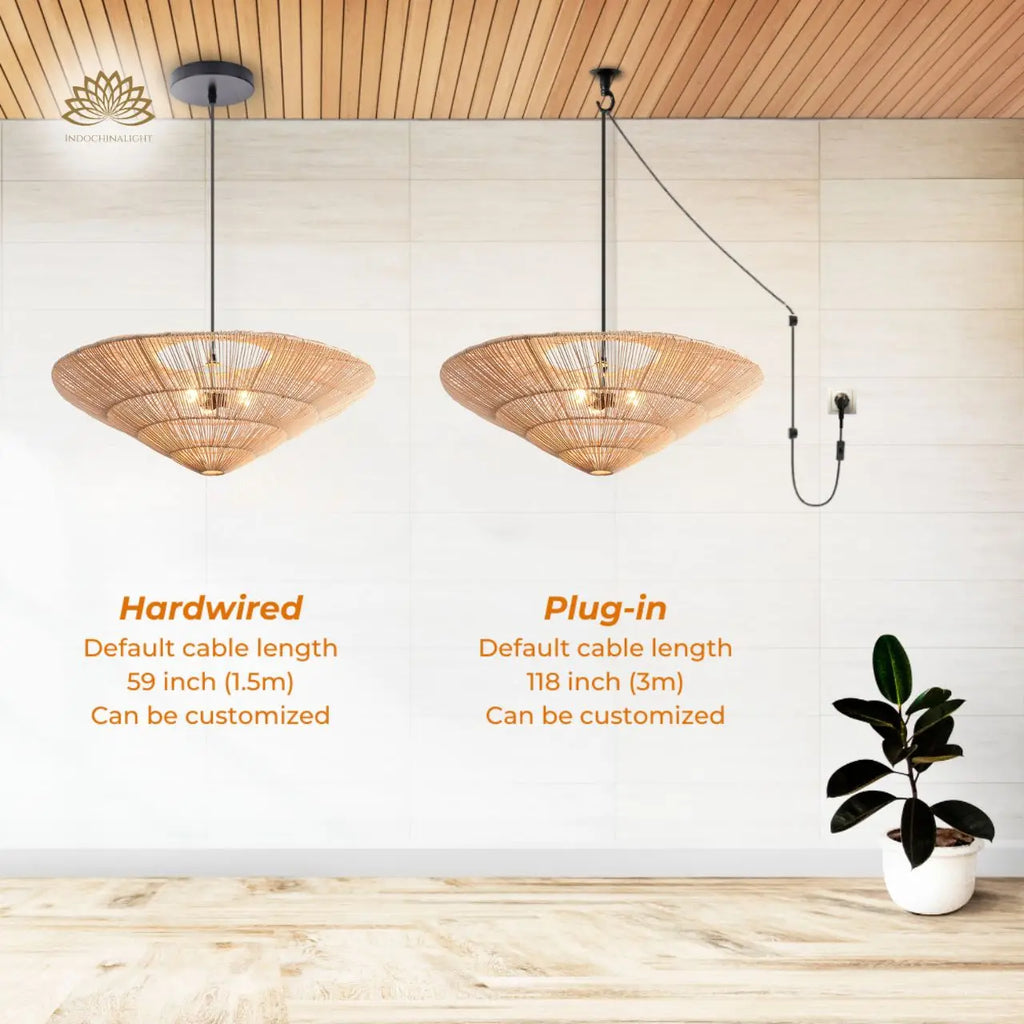 Nordic Large Umbrella Rattan Pendant Light