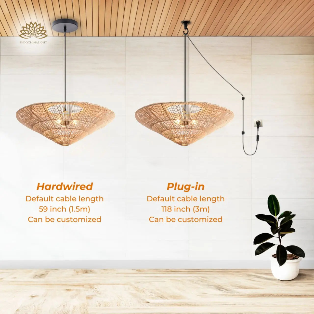 Nordic Large Umbrella Rattan Pendant Light