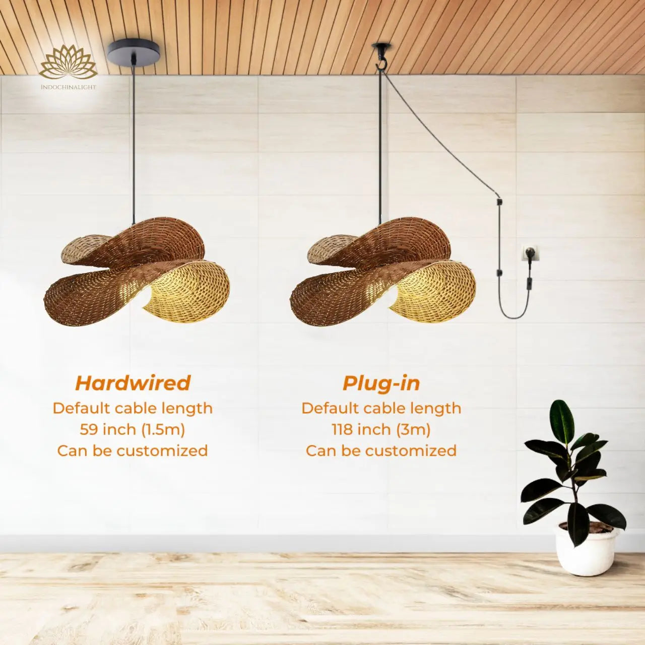 Ooas Wicker Bamboo Pendant Light
