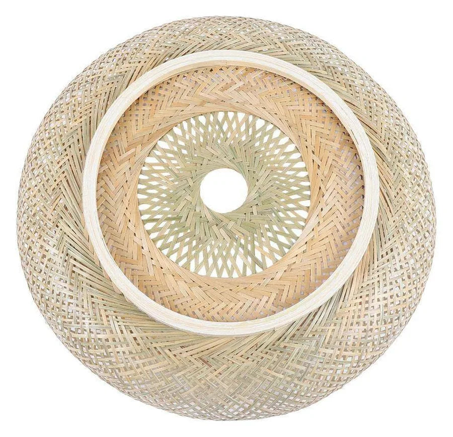 Oukaning Large Round Bamboo Pendant Light – Flush Mount Shade