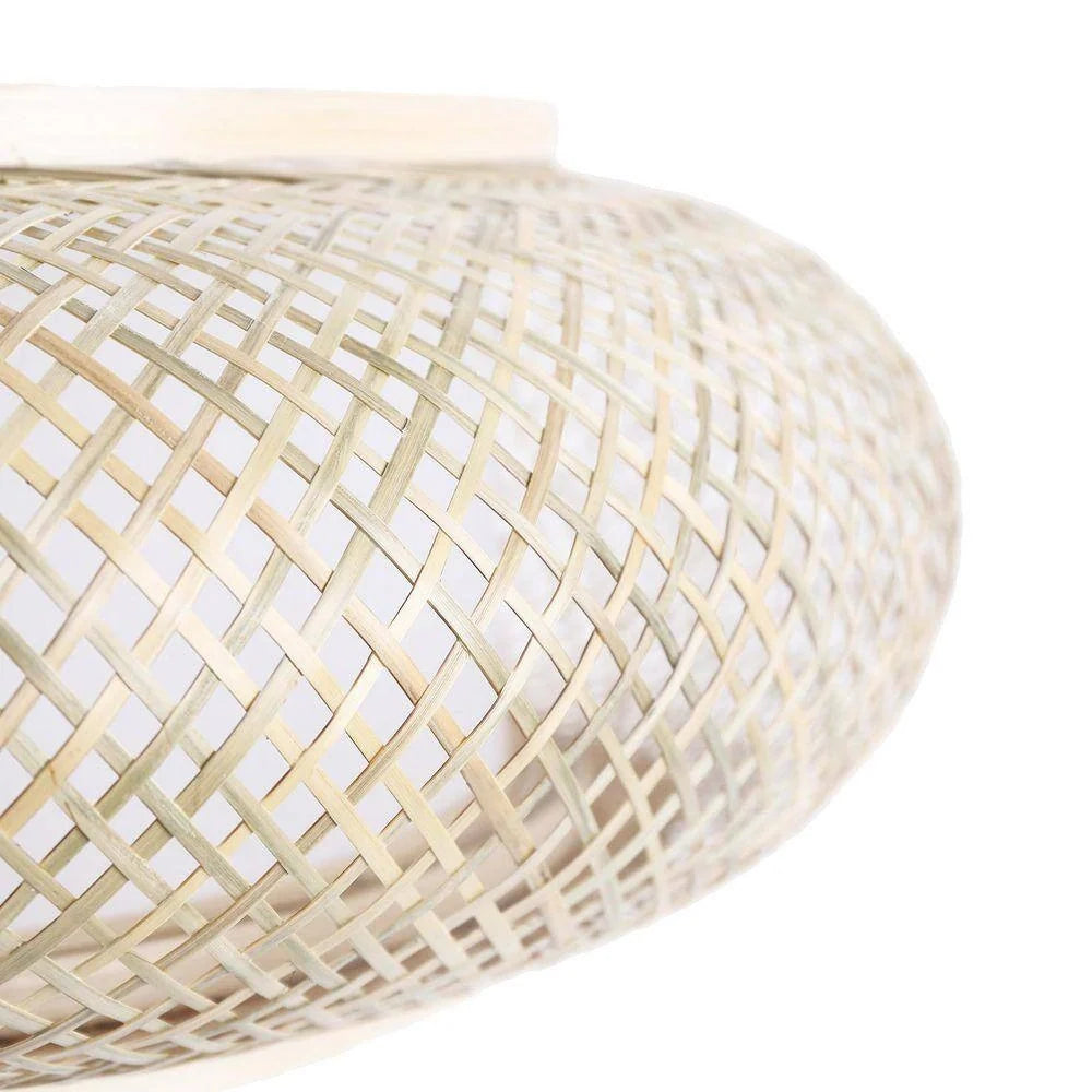 Oukaning Large Round Bamboo Pendant Light – Flush Mount Shade