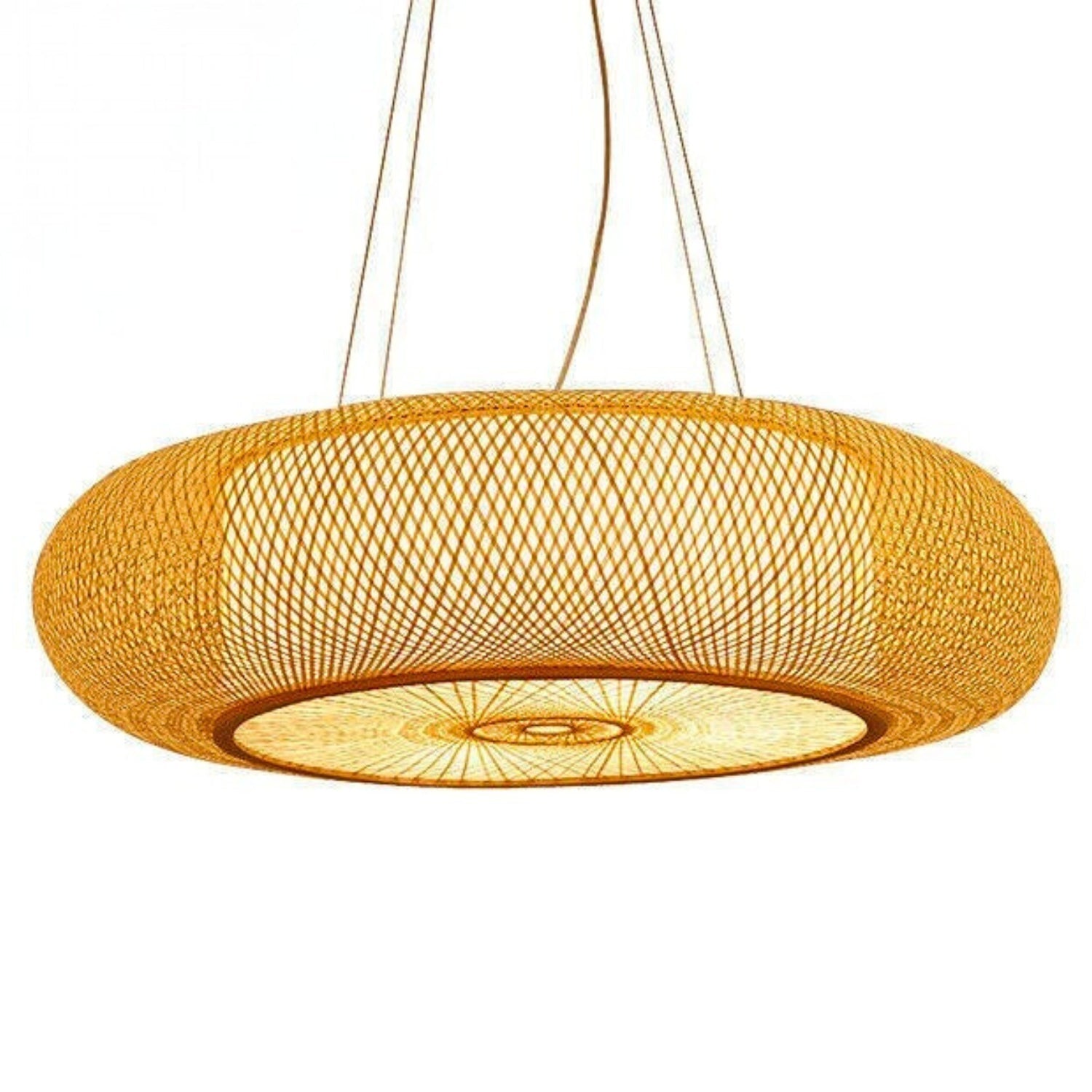 Oukaning Large Round Bamboo Pendant Light – Flush Mount Shade