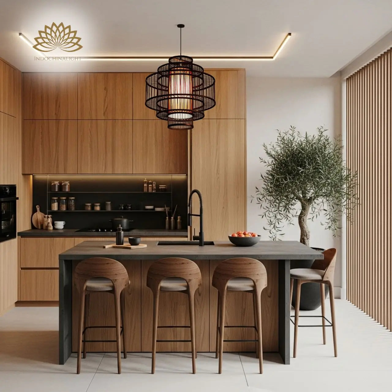 Parren Japanese Bamboo Pendant Light