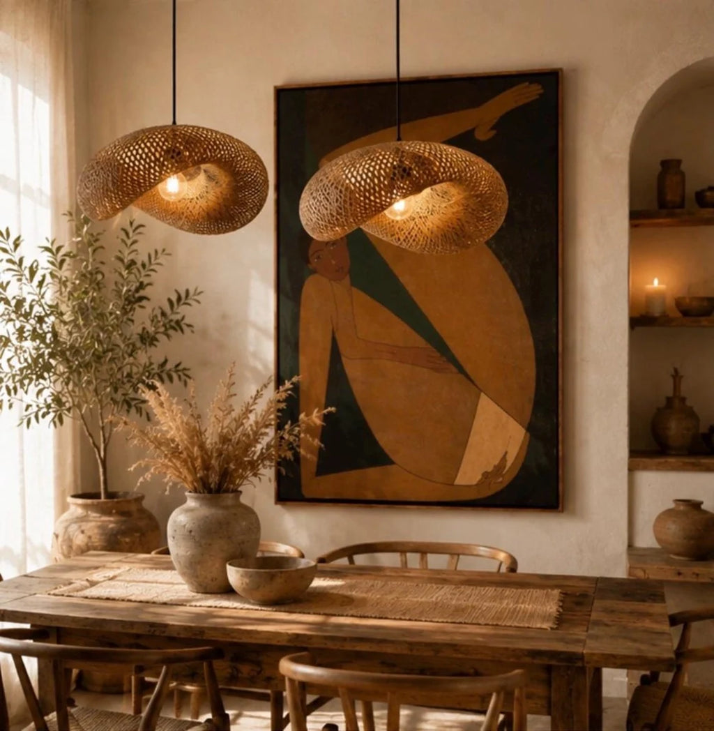 Pattranan Wabi Sabi Bamboo Woven Pendant Light