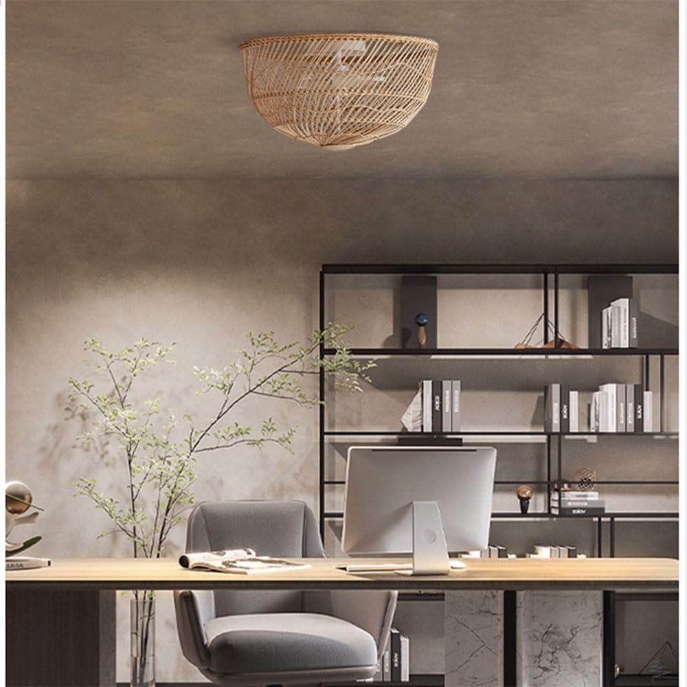 Pottery Barn White Dome Rattan Light Fixture