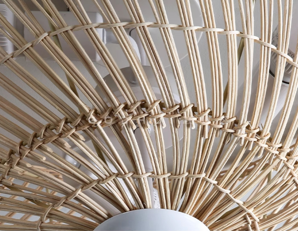 Pottery Barn White Dome Rattan Light Fixture
