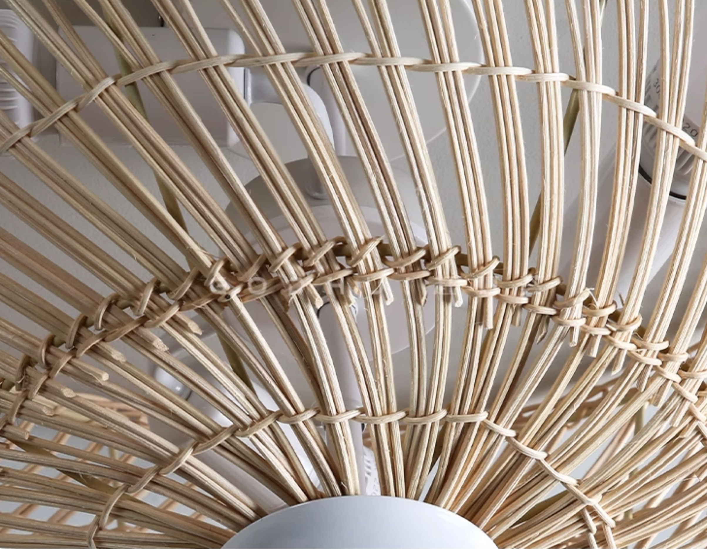 Pottery Barn White Dome Rattan Light Fixture