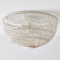 Pottery Barn White Dome Rattan Light Fixture