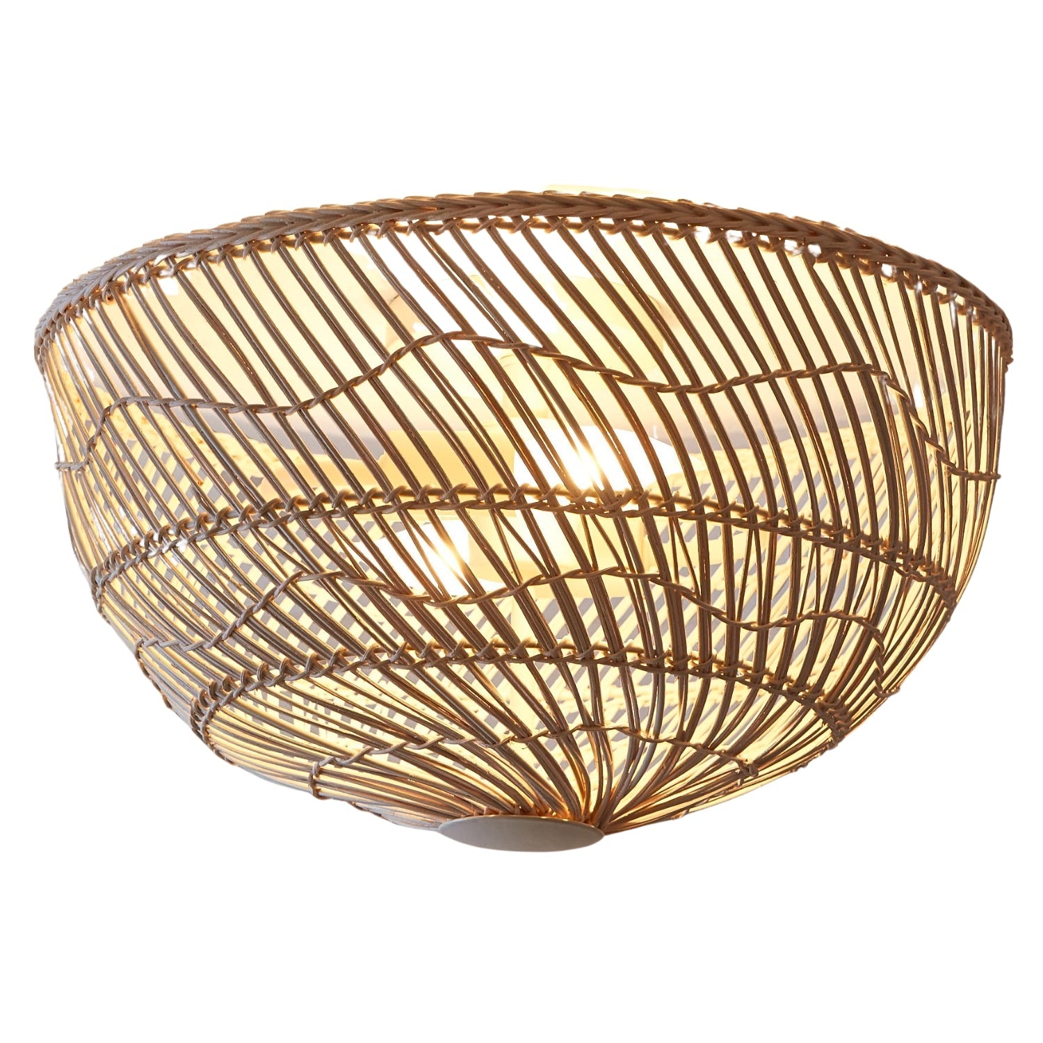 Pottery Barn White Dome Rattan Light Fixture