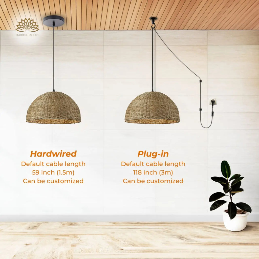 Pourel Dome Wicker Pendant Light