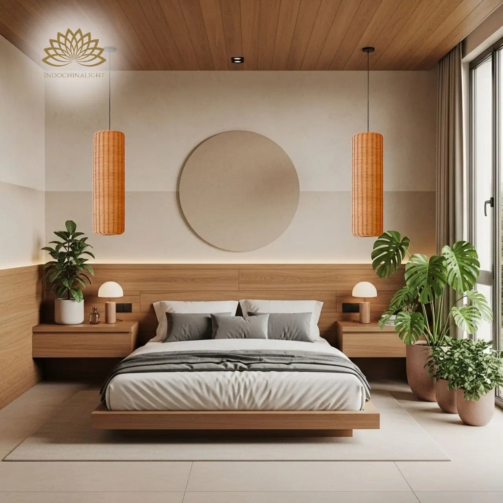 Punna Cylinder Wicker Rattan Pendant Light