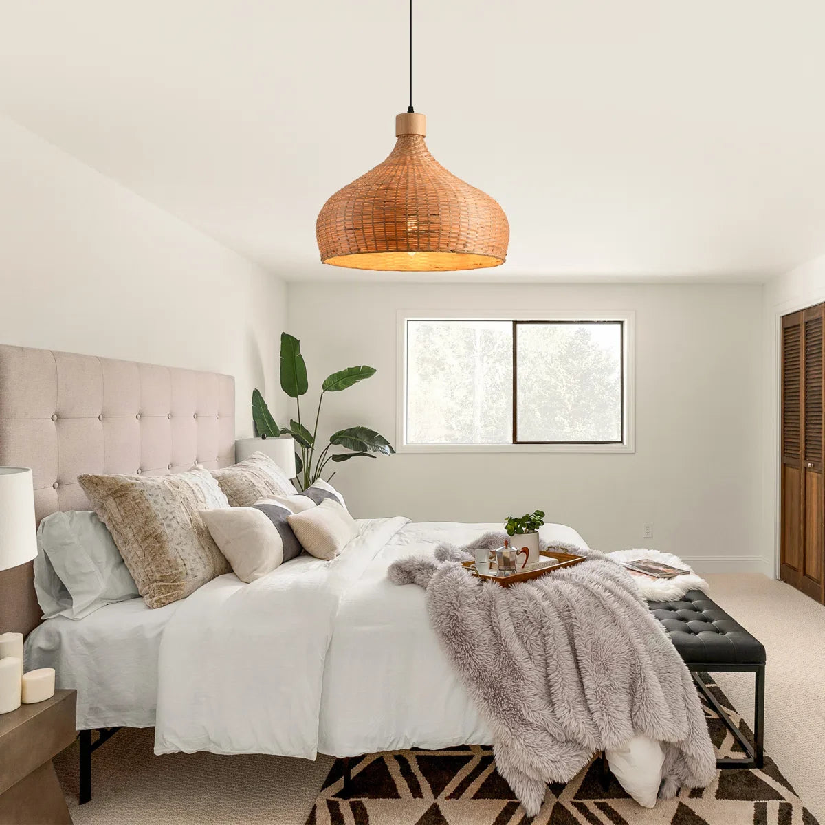 Rasa Bamboo Wicker Dome Pendant Light