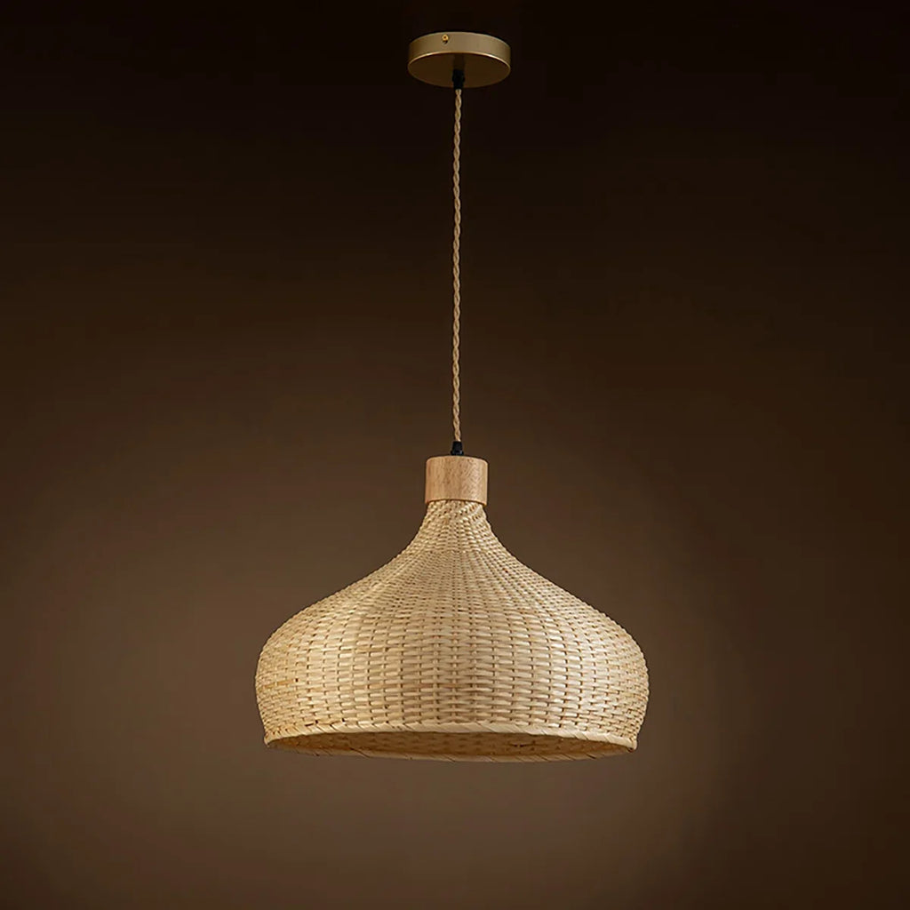 Rasa Bamboo Wicker Dome Pendant Light