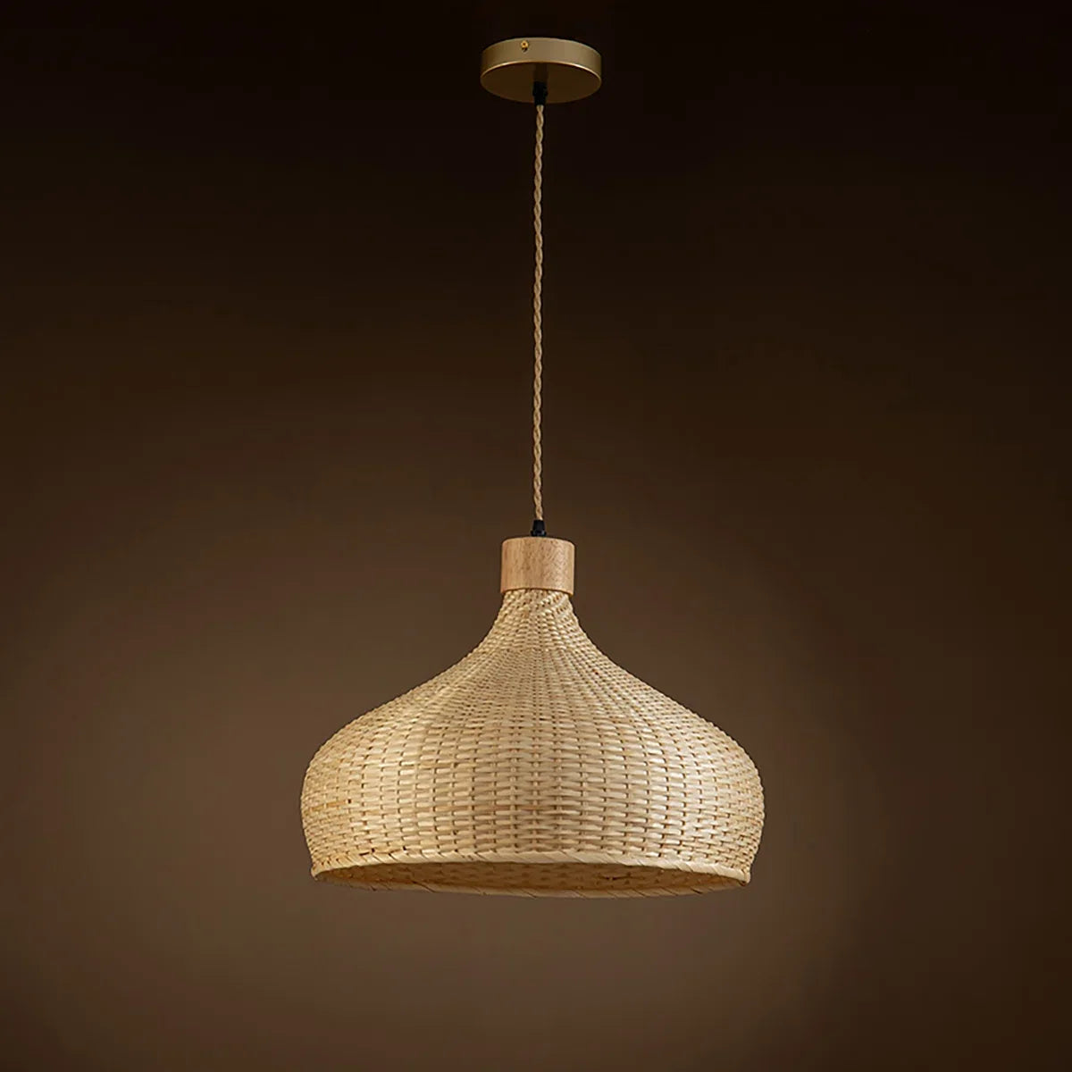 Rasa Bamboo Wicker Dome Pendant Light
