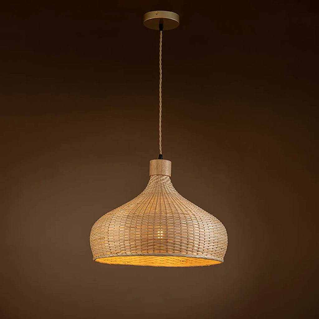 Rasa Bamboo Wicker Dome Pendant Light