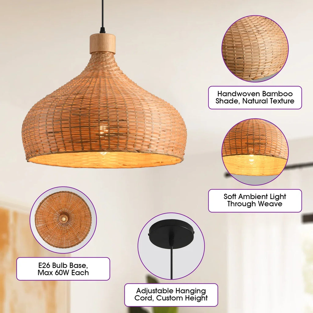 Rasa Bamboo Wicker Dome Pendant Light