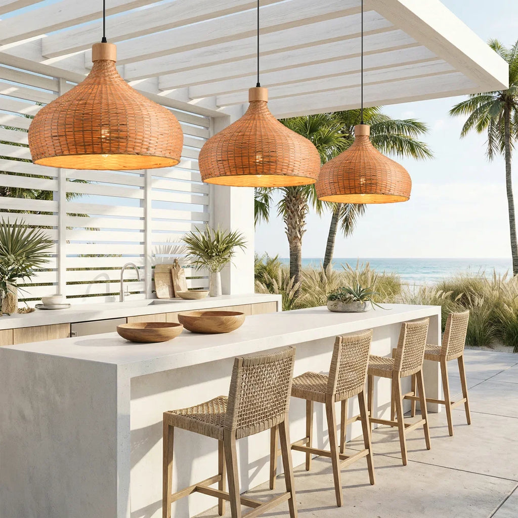 Rasa Bamboo Wicker Dome Pendant Light