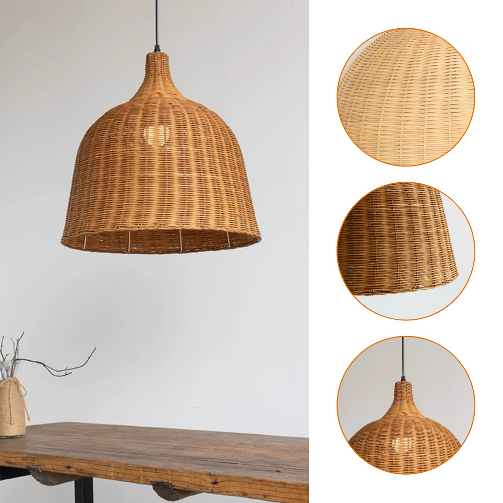 Allen and Roth Wicker Rattan Bell Basket Pendant Light