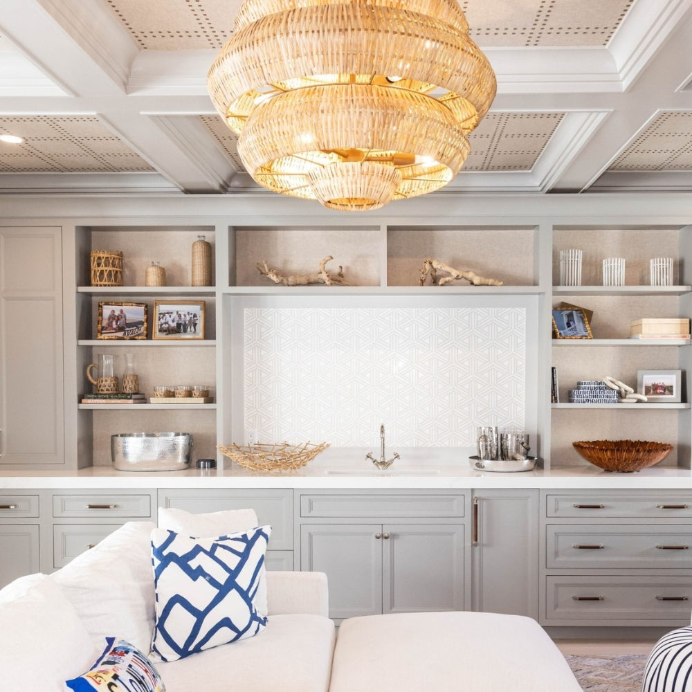 Antibes Extra Large Multi-Tiered Rattan Chandelier