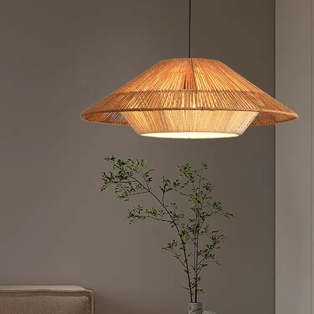 Vintage Wabi Sabi Hemp Rope Pendant Light