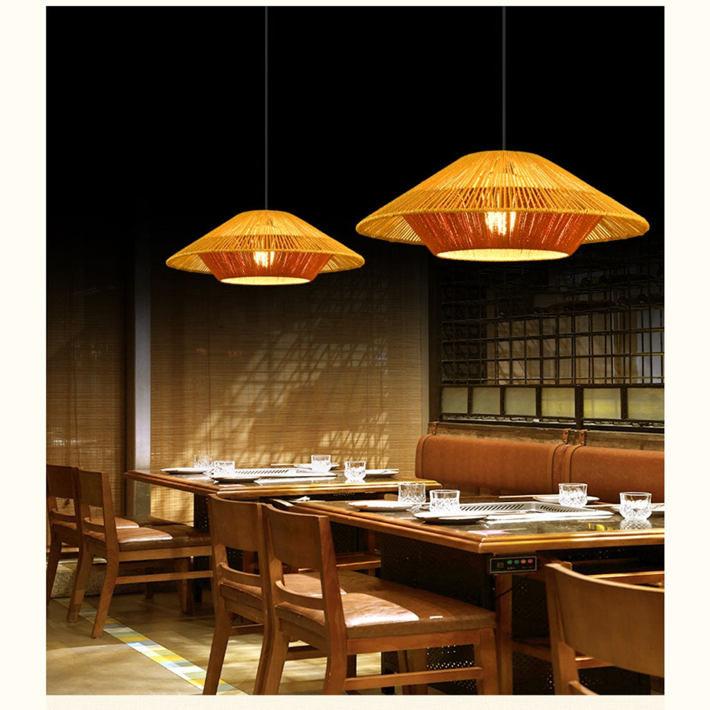 Vintage Wabi Sabi Hemp Rope Pendant Light