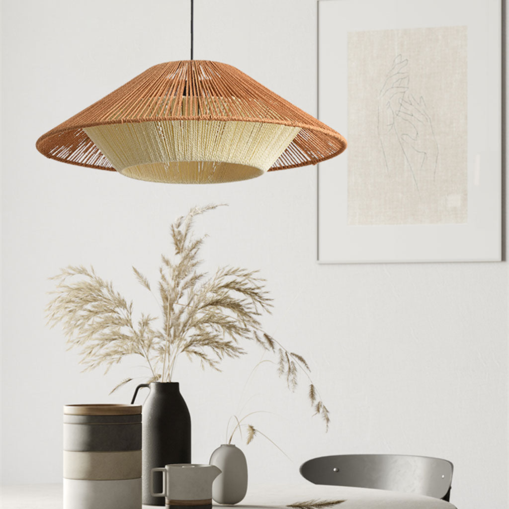 Vintage Wabi Sabi Hemp Rope Pendant Light