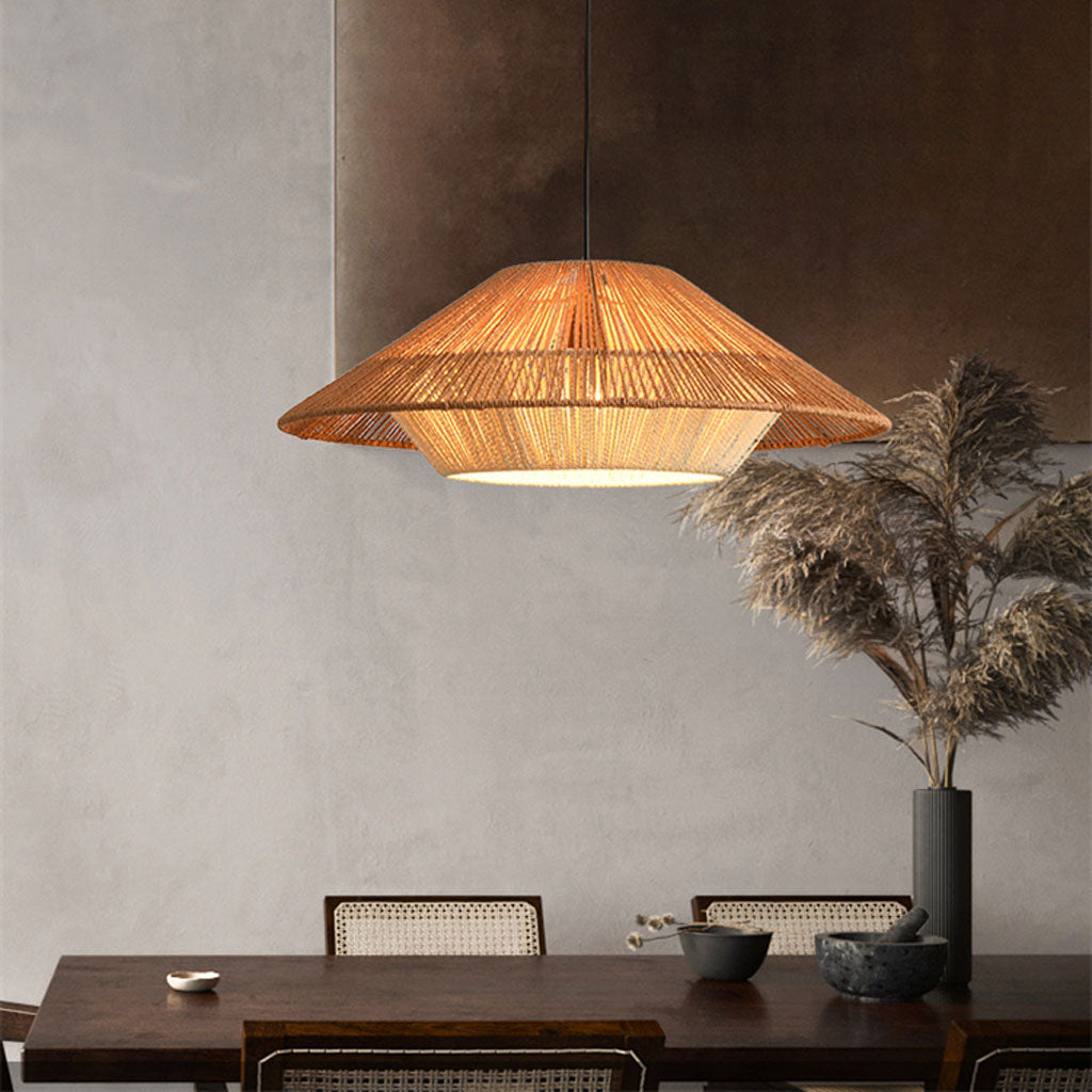 Vintage Wabi Sabi Hemp Rope Pendant Light