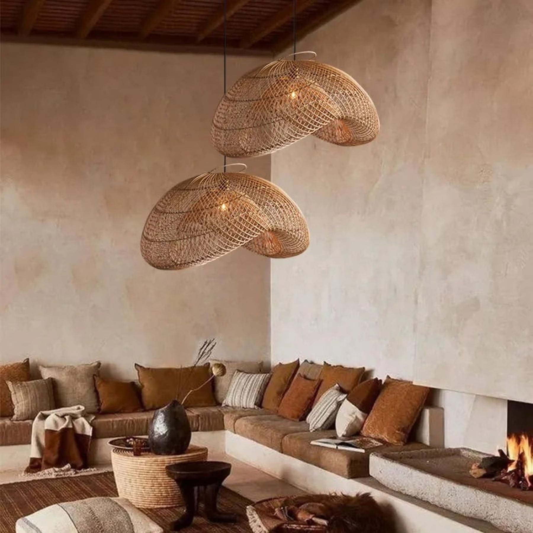 Generis Wabi Sabi Wave Rattan Pendant Light