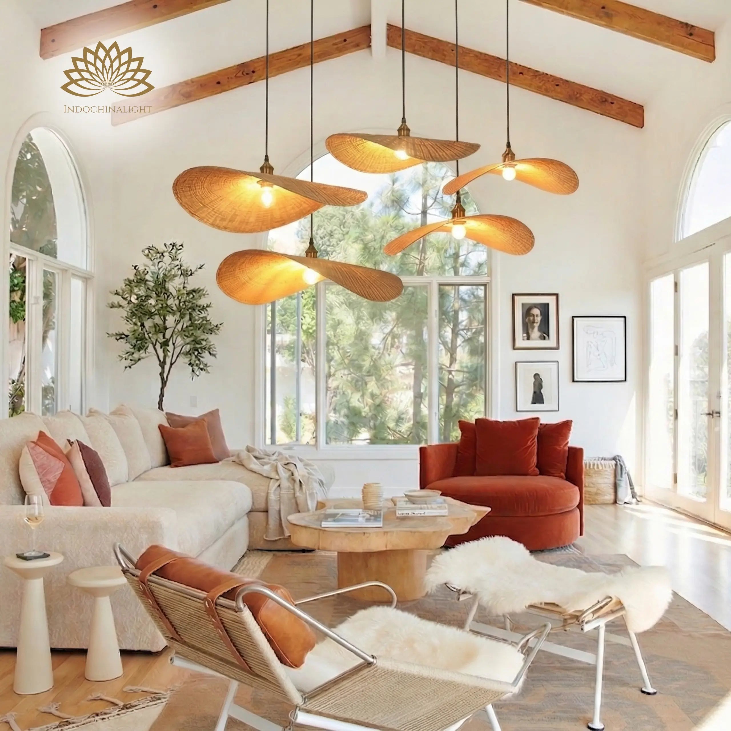 Ren Leaf Wabi Sabi Wicker Rattan Pendant Light
