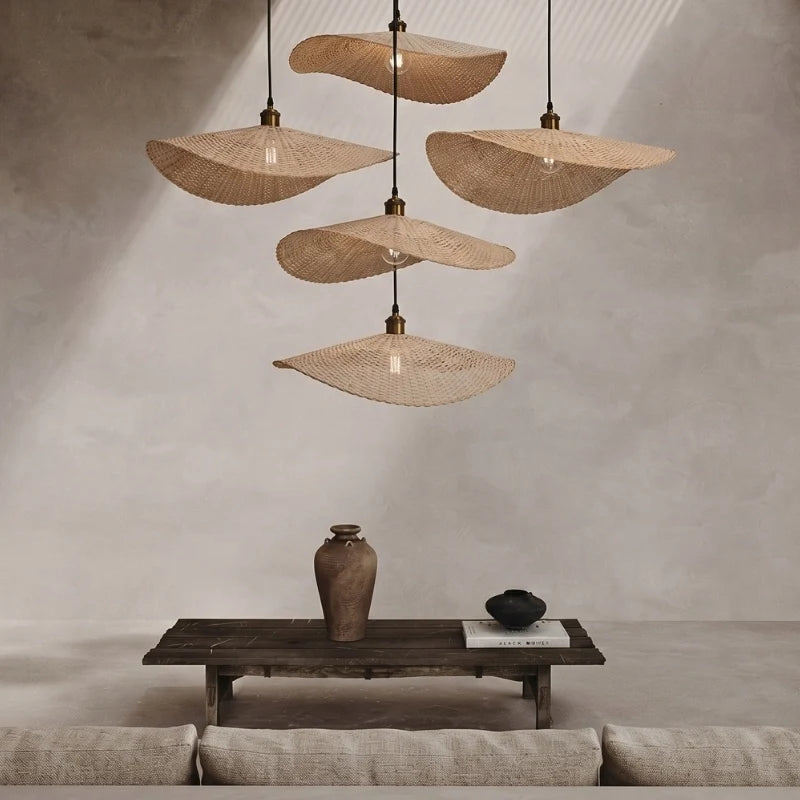 Ren Leaf Wabi Sabi Wicker Rattan Pendant Light