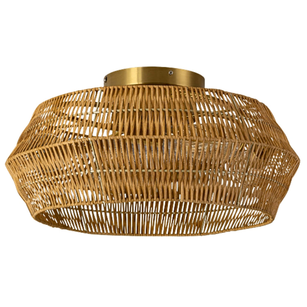 Rennnsan Boho Rattan Wicker Drum Light - Semi Flush Mount