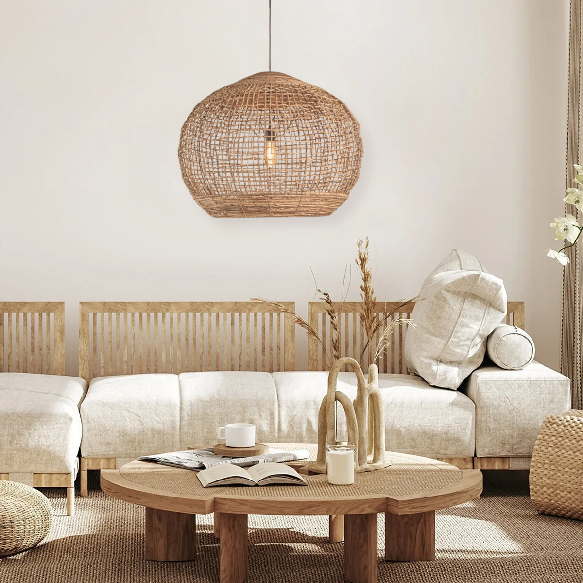 Rustic Globe Woven Pendant Light