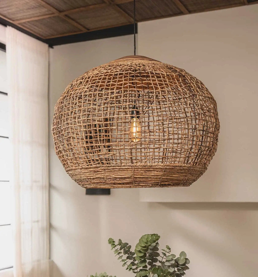 Rustic Globe Woven Pendant Light