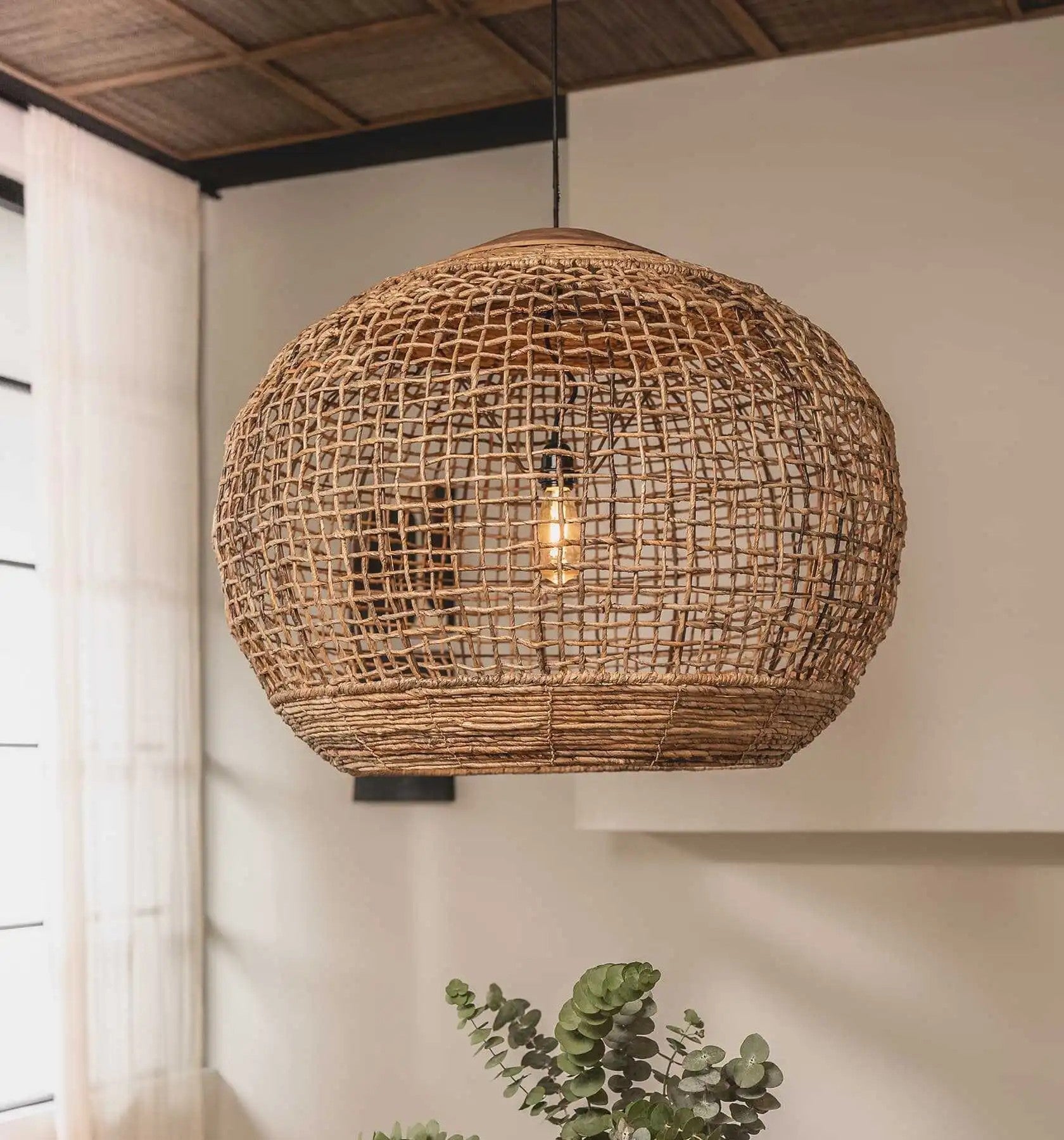 Rustic Globe Woven Pendant Light