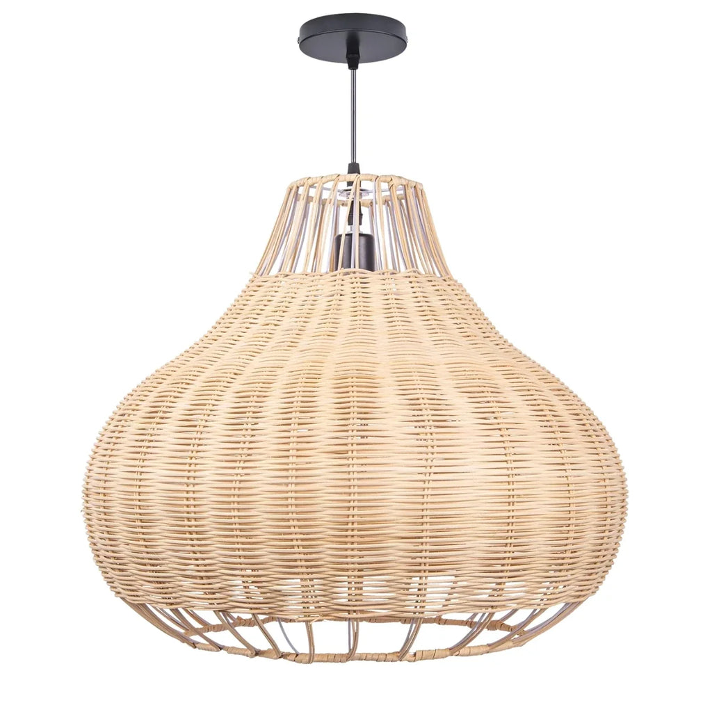 Rustic Pear Dome Wicker Rattan Pendant Light
