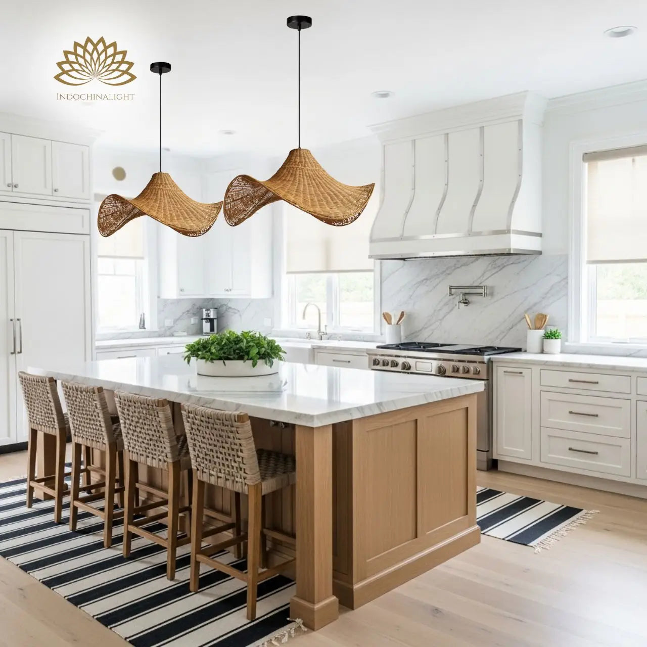 3-Light Selma Rattan Pendant Light