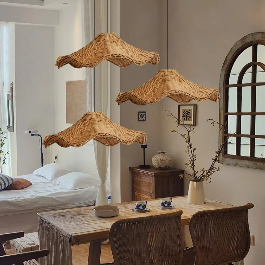 Ariel Rattan Wave Pendant Light