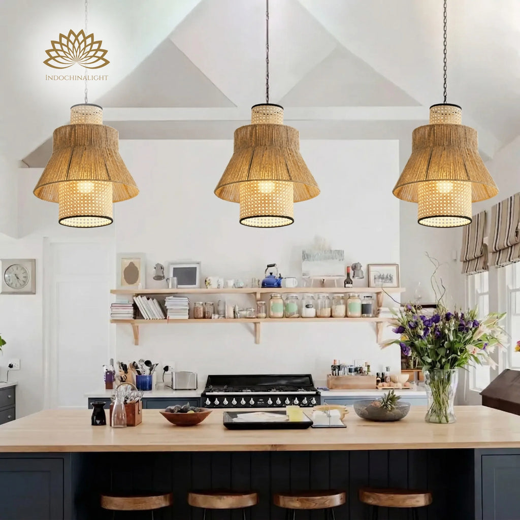Laika Small Tiered Rattan Pendant Light