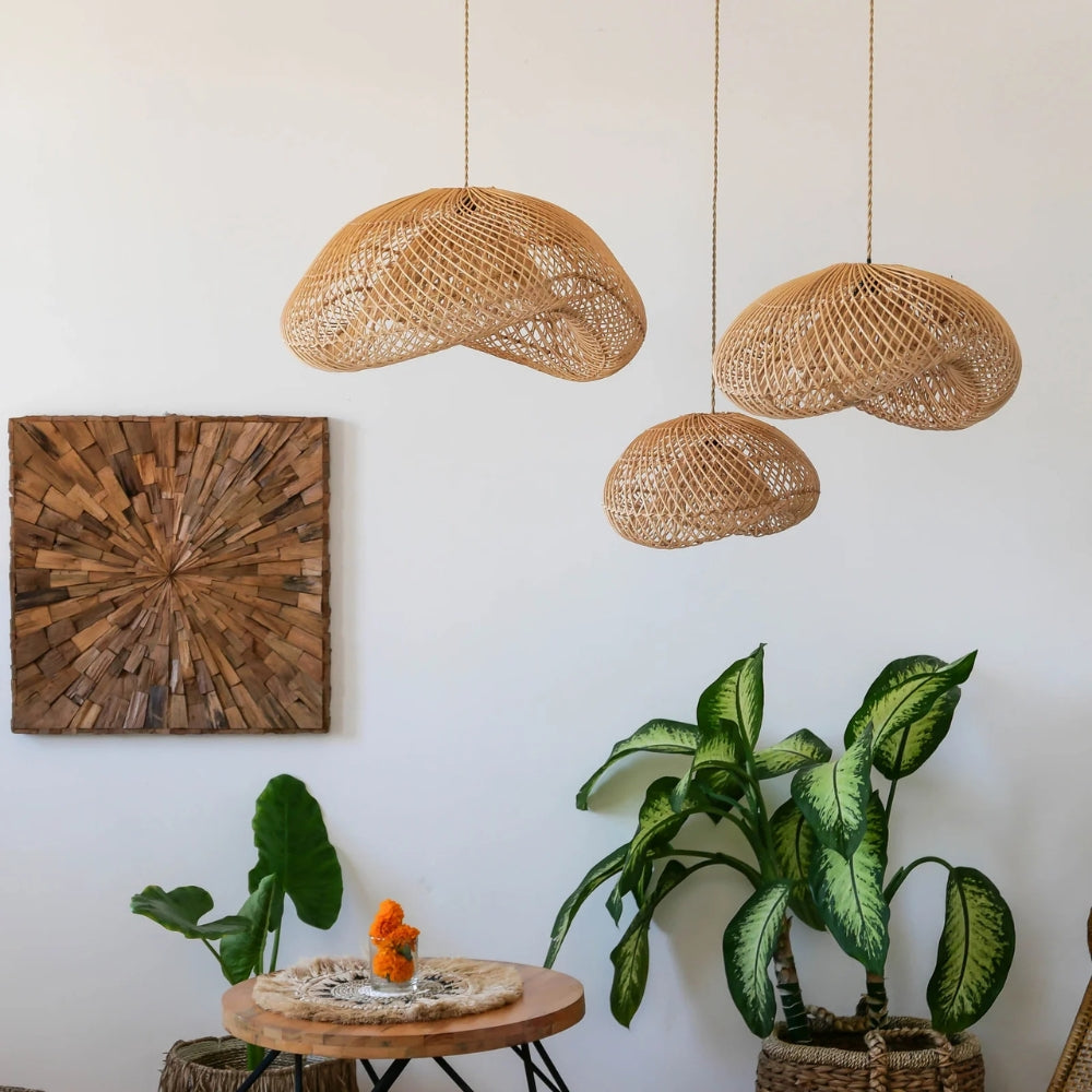 Generis Wabi Sabi Wave Rattan Pendant Light