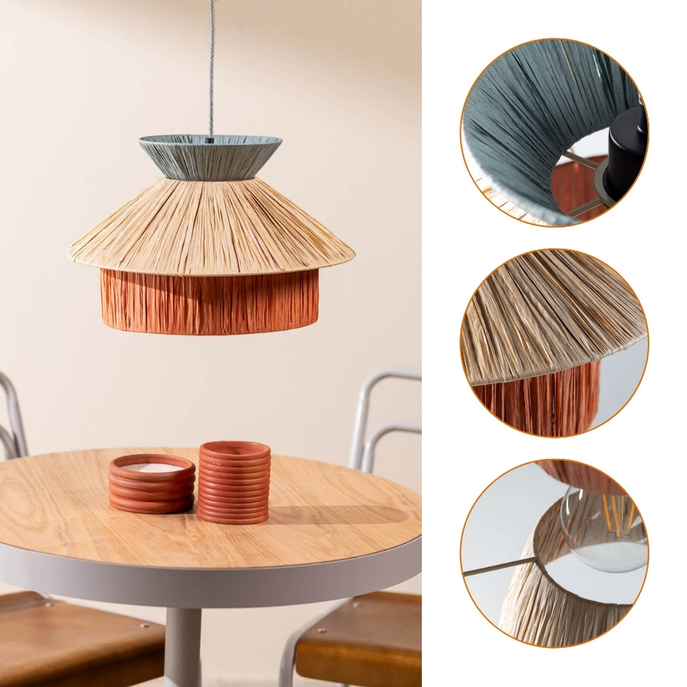 Set 3 Raffia Wabi Sabi Paper Pendant Light