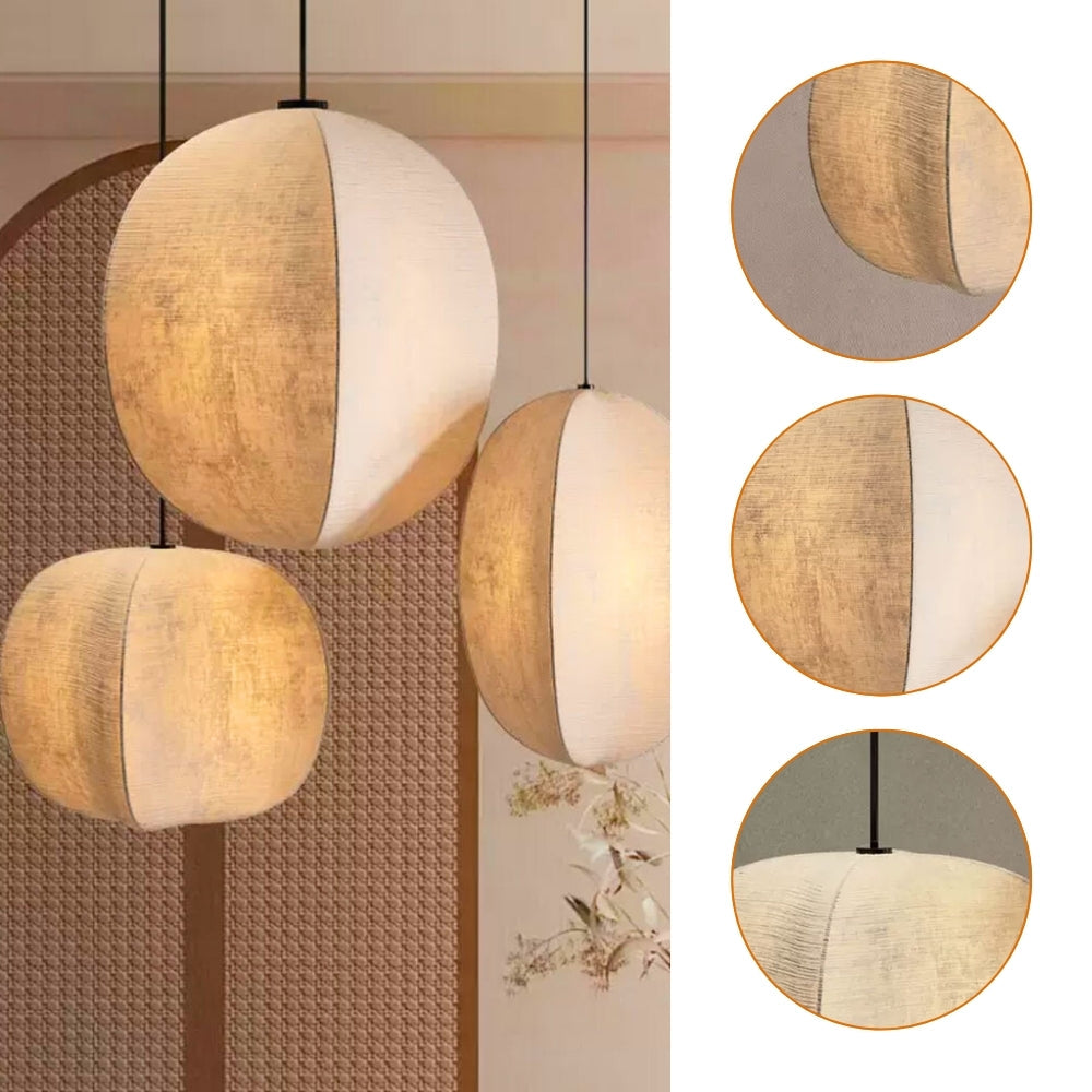 Set 3 Japanese Wabi Sabi Silk Lantern Pendant Light