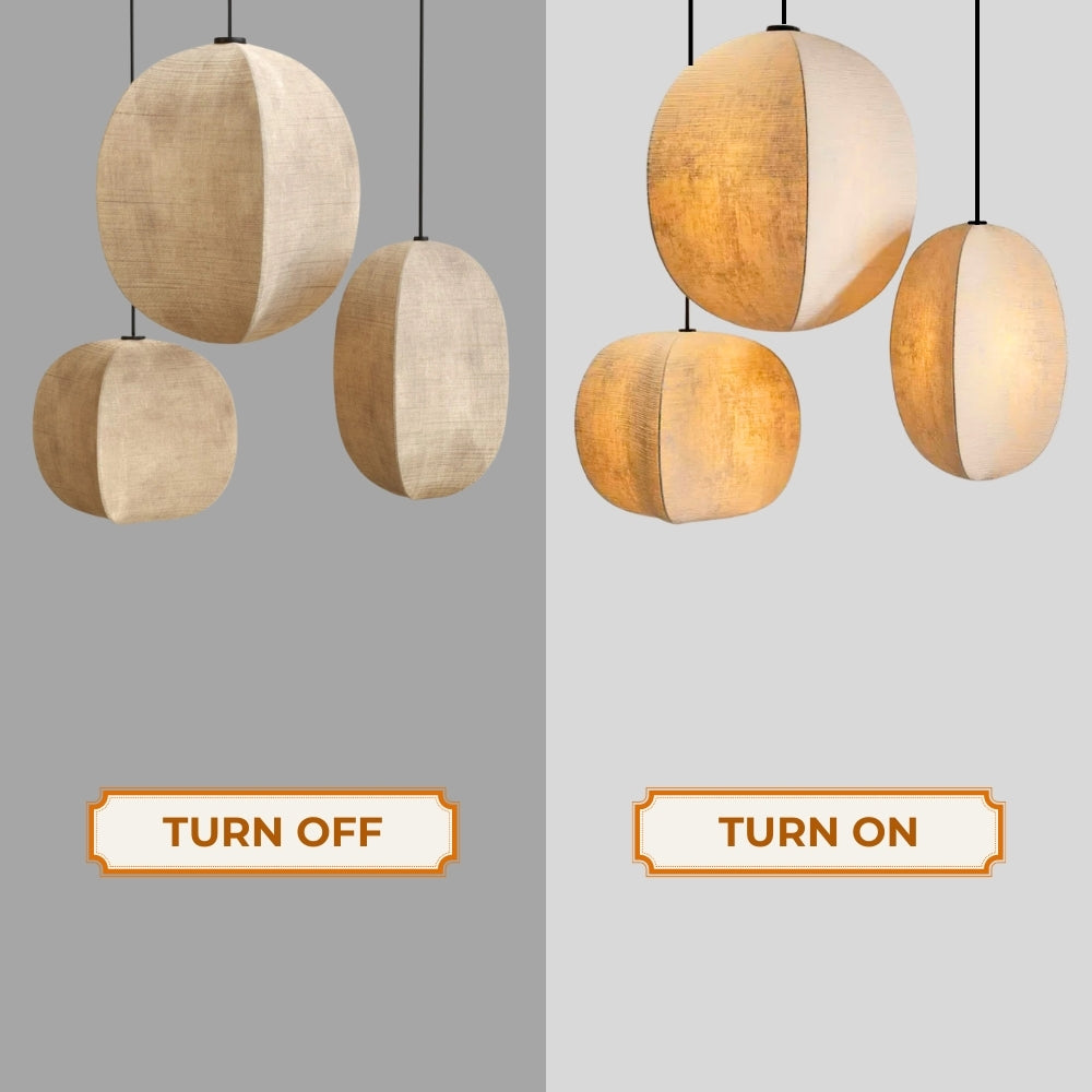 Set 3 Japanese Wabi Sabi Silk Lantern Pendant Light