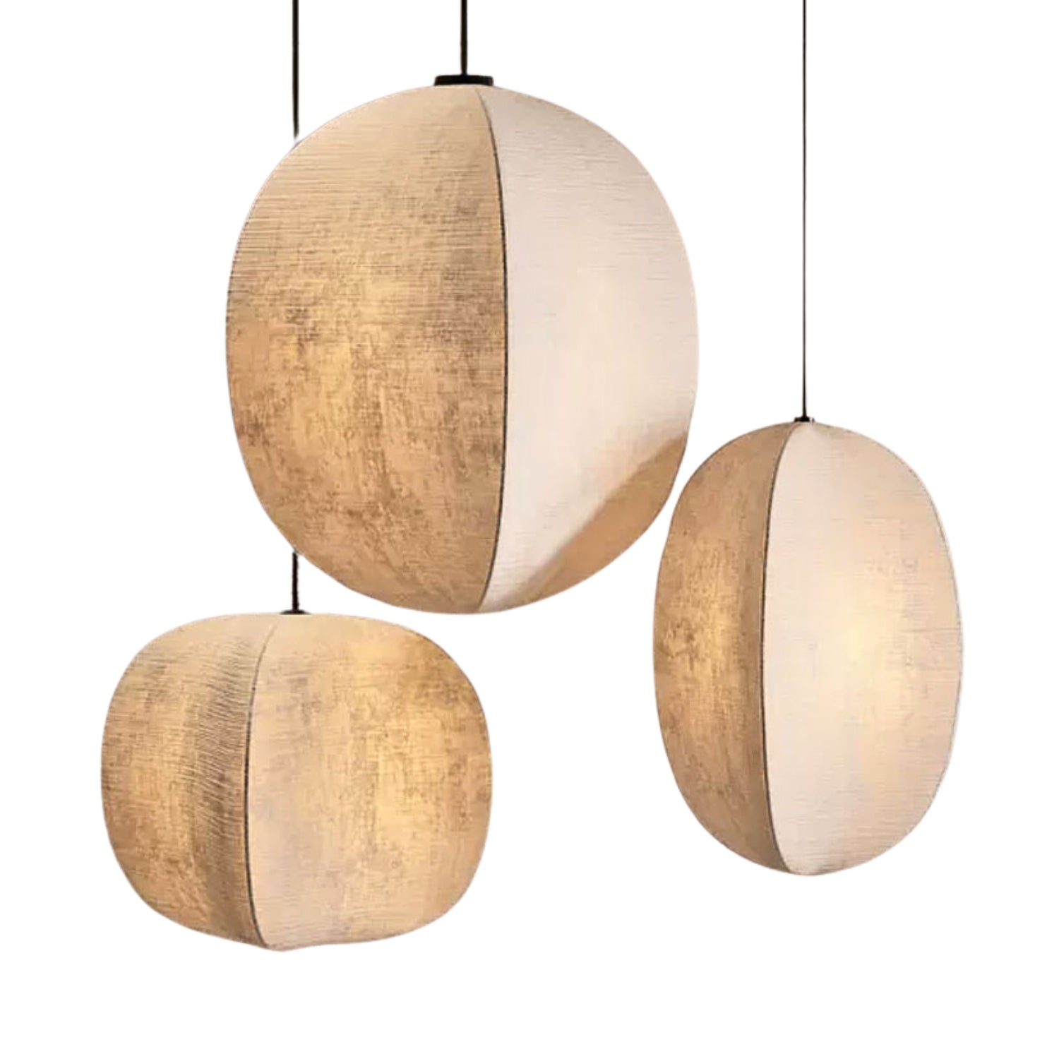 Set 3 Japanese Wabi Sabi Silk Lantern Pendant Light