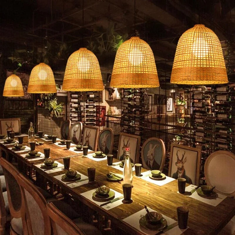 Kirsal Rattan Basket Pendant Light Shade - Cluster Hanging