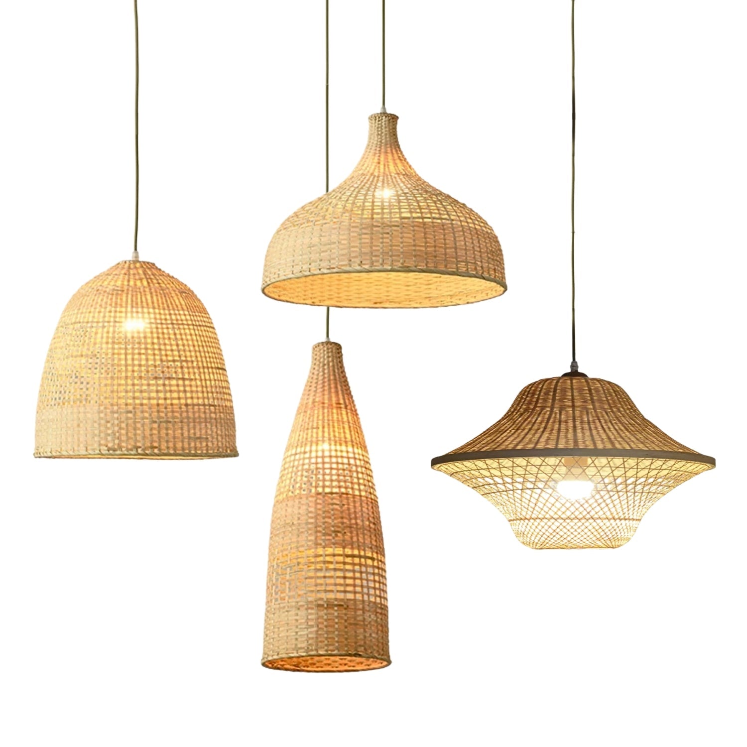 Kirsal Rattan Basket Pendant Light Shade - Cluster Hanging
