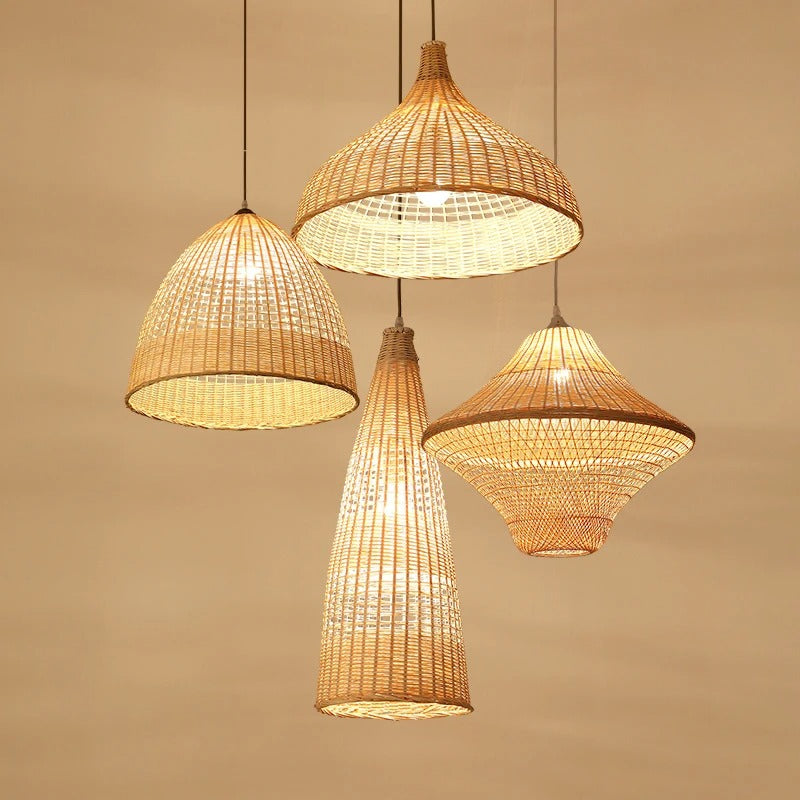 Kirsal Rattan Basket Pendant Light Shade - Cluster Hanging