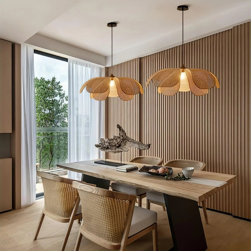 Cefalu Extra Large Rattan Petal Pendant Light
