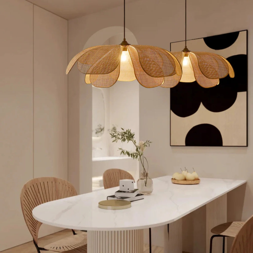 Cefalu Extra Large Rattan Petal Pendant Light