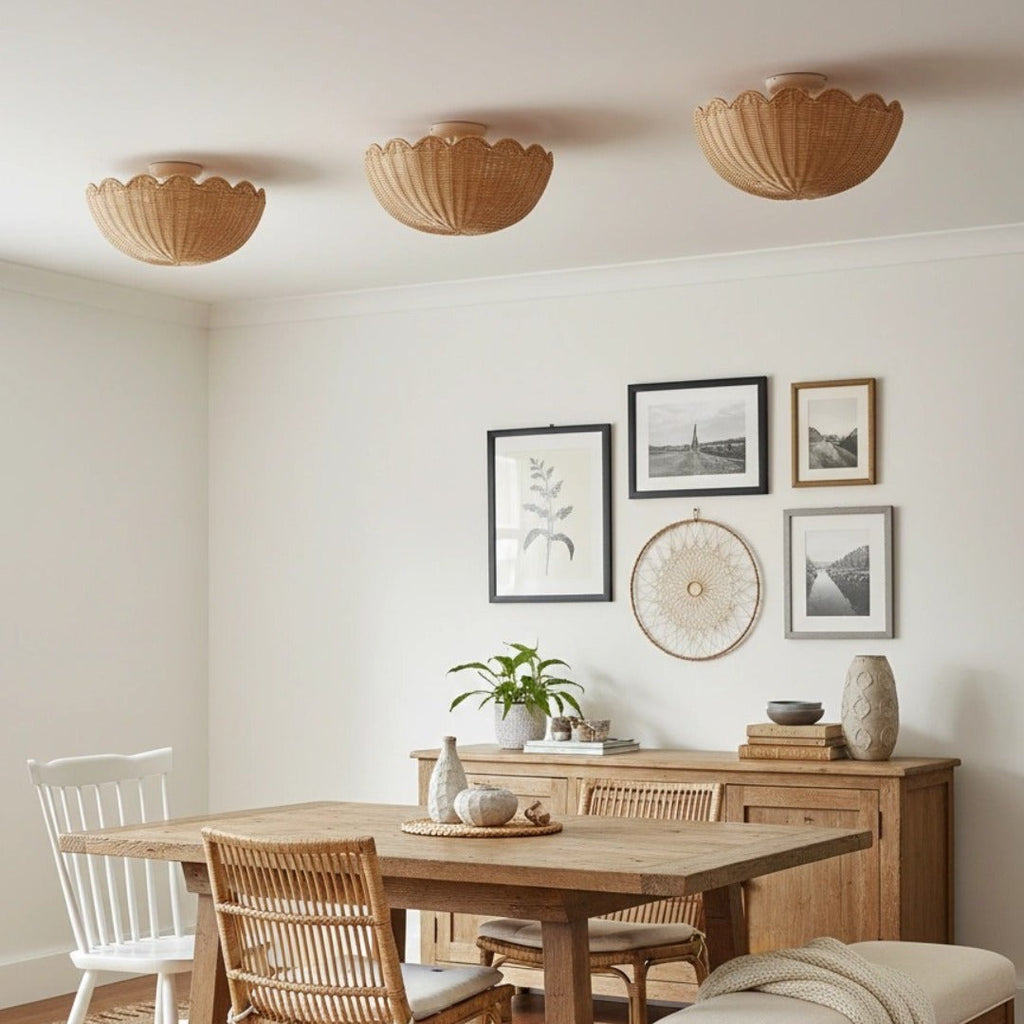 Bubble Rattan Flower Ceiling Light – Scallop Shape